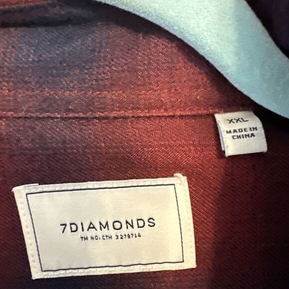 7 Diamonds Flint Brushed Flannel Shirt Button Up Long Sleeve Mens XXL Navy Red - Picture 3 of 9